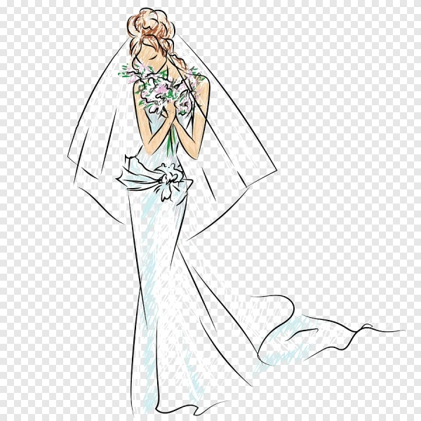 Hình ảnh phác họa cô dâu đám cưới - PNG