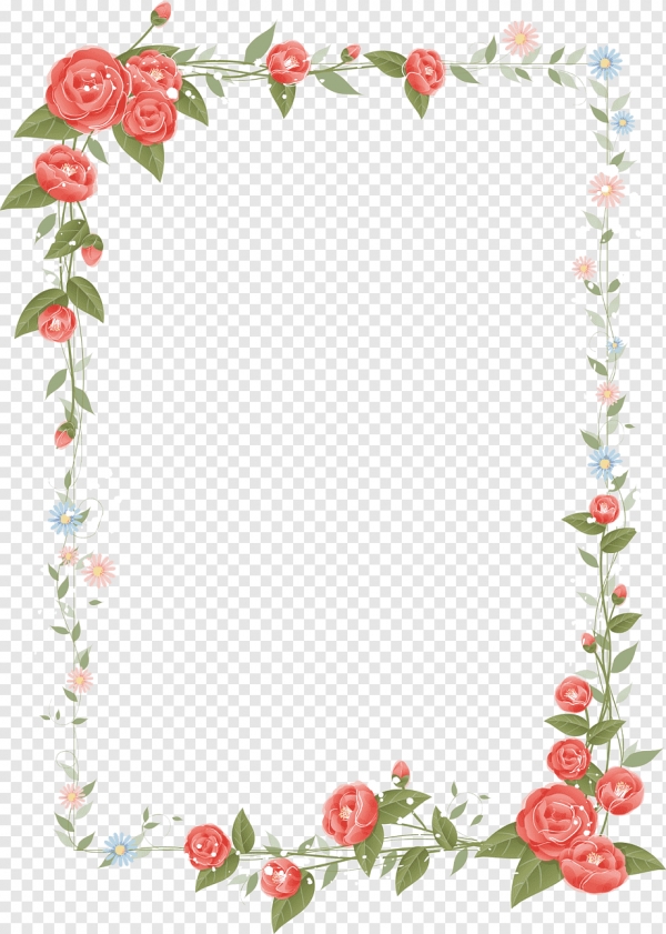 Khung viền trang trí cành hoa hồng leo - PNG