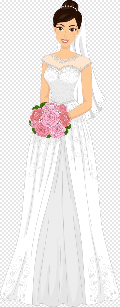 Miễn phí download Hình ảnh cô dâu mặc váy trắng cầm hoa  - PNG. Định dạng file PNG. Chủ đề: cô dâu, chú rể, đám cưới, 