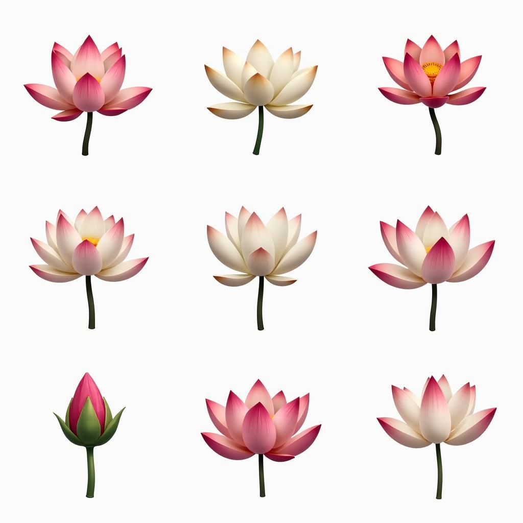Tuy chon cac mau hoa sen vector png psc doc dao cho du an sang tao