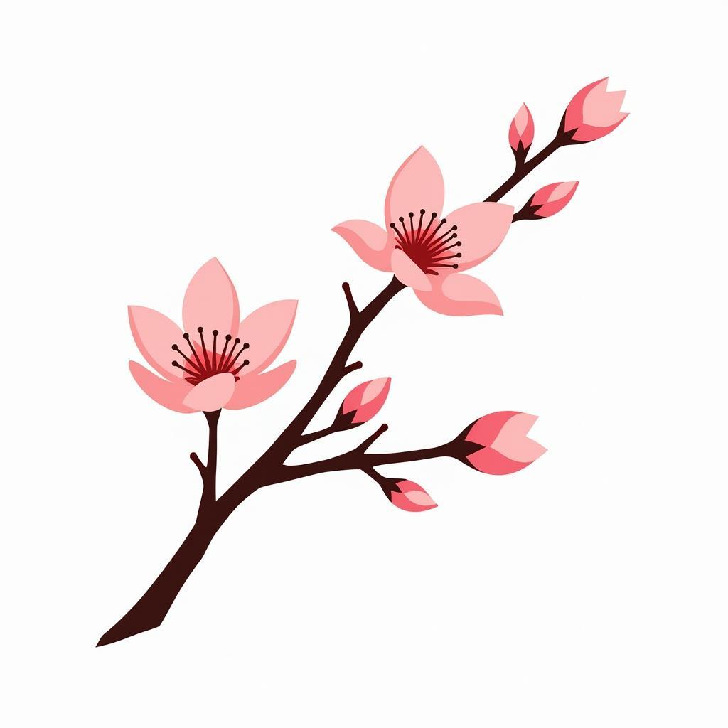 Hình ảnh cành đào vector chất lượng cao dùng cho thiết kế thiệp chúc tết và banner quảng cáo