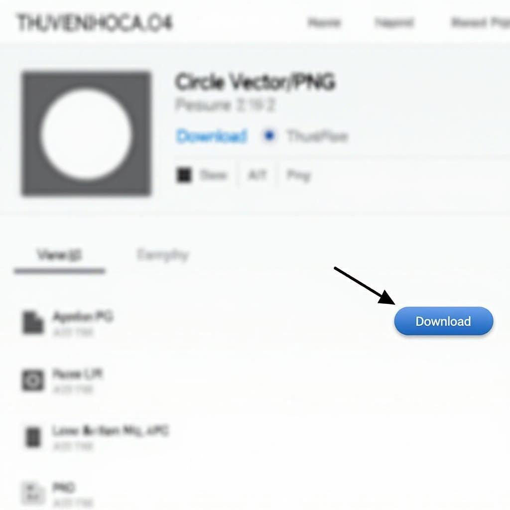 Giao diện website Thuviendohoa.vn hiển thị vị trí nút tải xuống file hình tròn vector và PNG miễn phí
