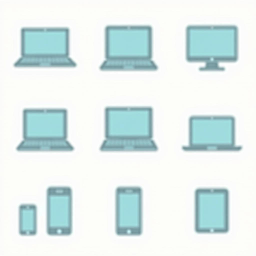 Bộ icon thiết bị công nghệ máy tính điện thoại vector dùng cho thiết kế infographic UI UX.