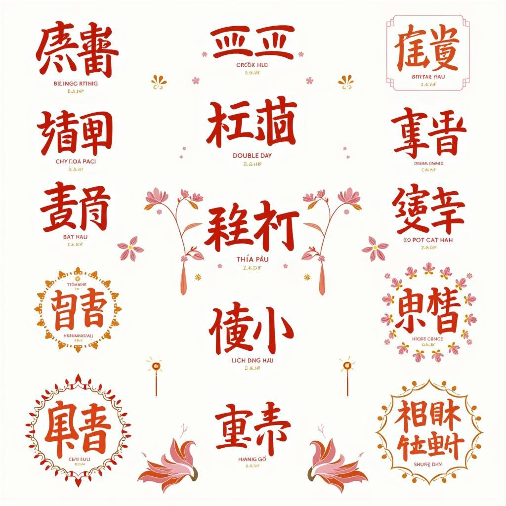 Bộ sưu tập chữ hỷ vector và PNG đa dạng phong cách cho thiết kế thiệp cưới và trang trí hỷ sự.