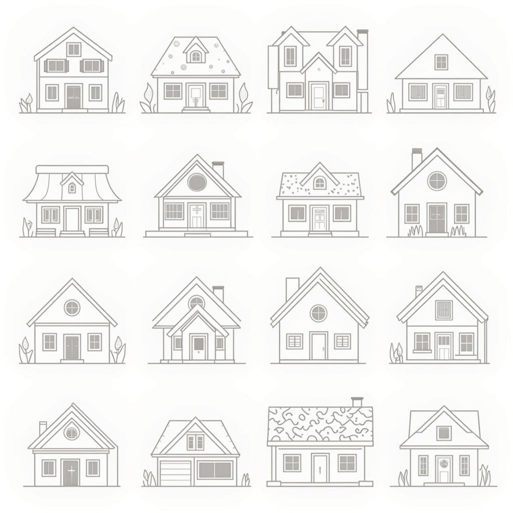 Hình ảnh bộ sưu tập nhà vector đa dạng phong cách cho thiết kế đồ họa