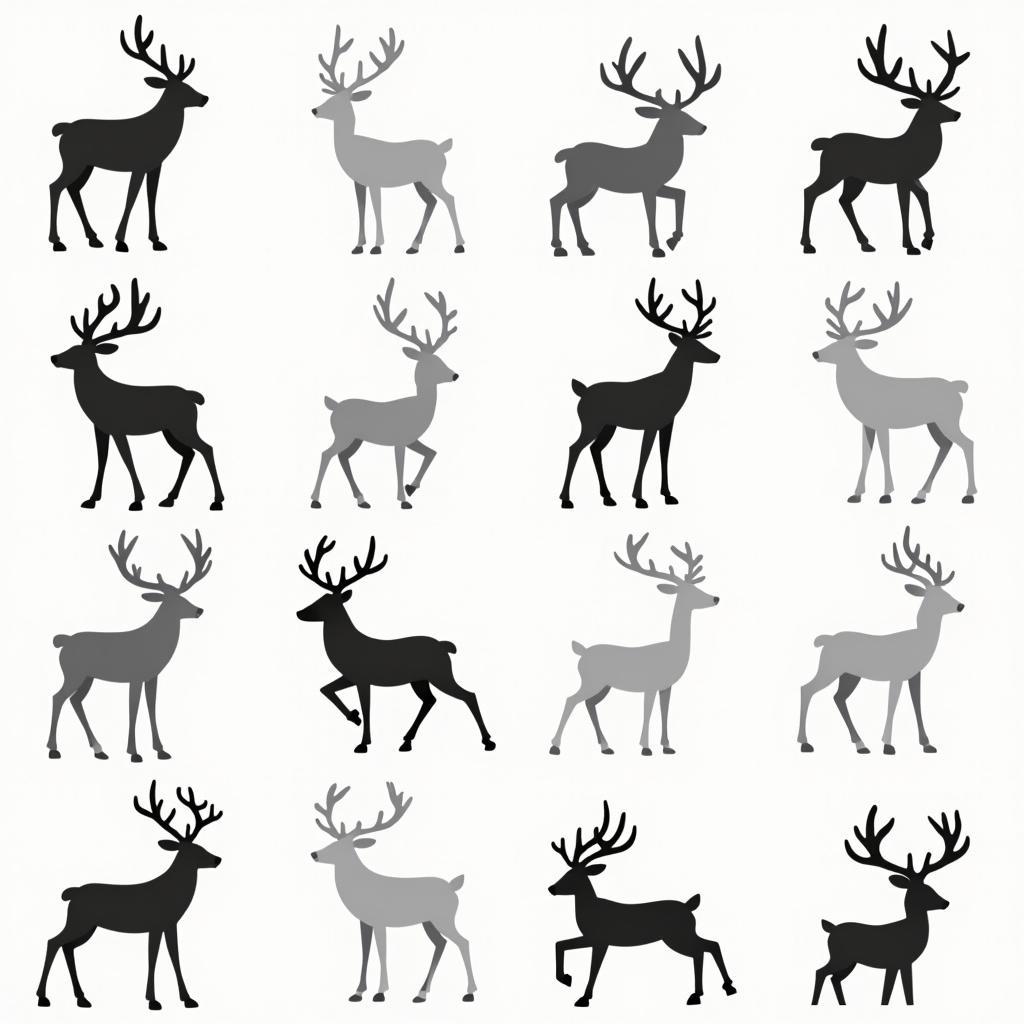 Bộ sưu tập các mẫu reindeer vector đa dạng phong cách và tư thế, sẵn sàng cho mọi dự án thiết kế Giáng Sinh