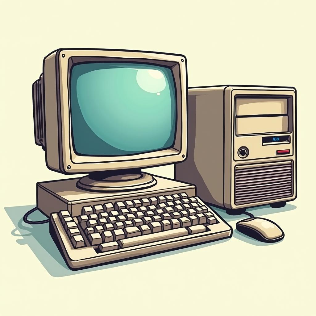 Hình ảnh máy tính để bàn retro vector phong cách cổ điển dùng cho thiết kế độc đáo.