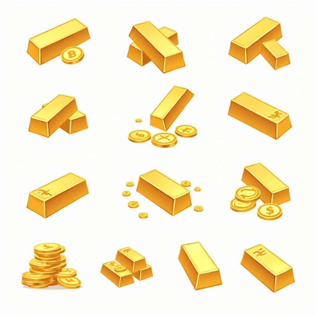 Icon thỏi vàng vector và png cho thiết kế tết, tài lộc, ứng dụng đồ họa đa dạng
