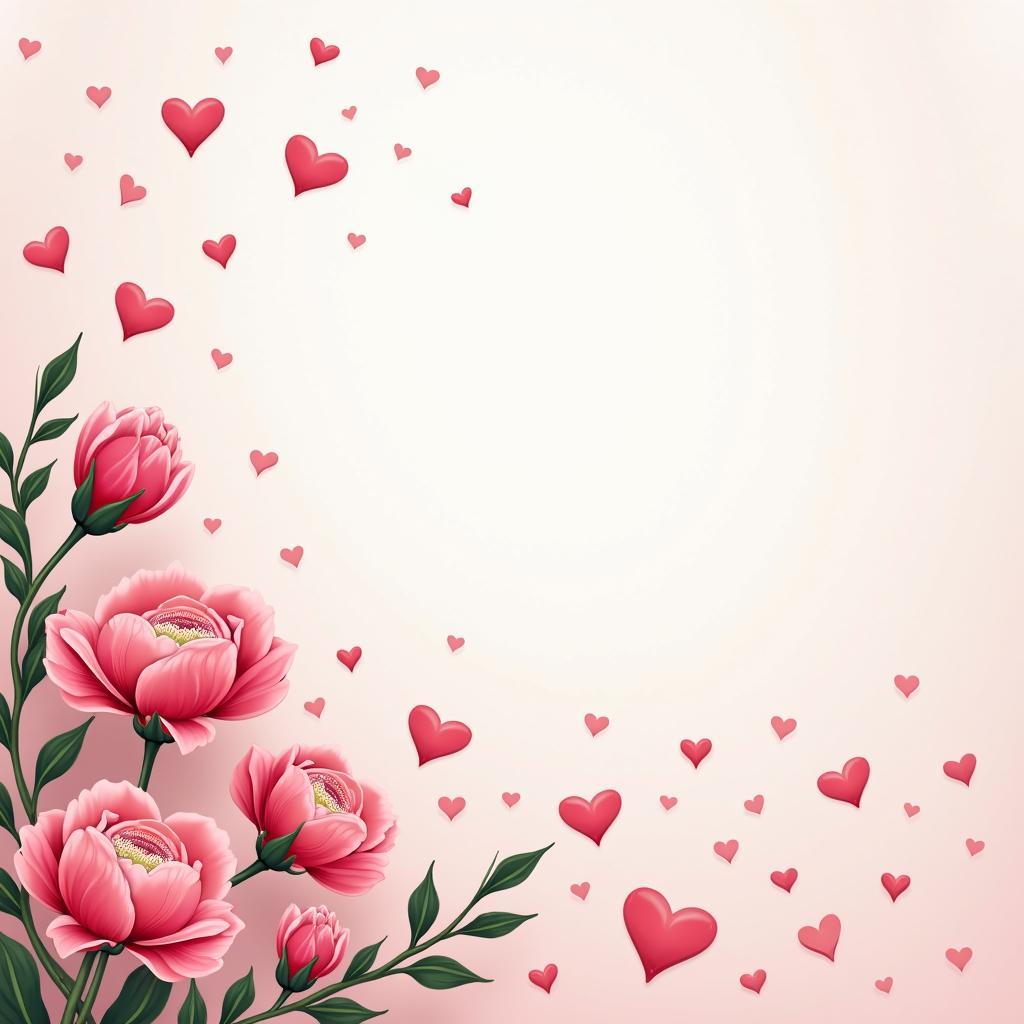 Background vector 8 3 hoa tươi và trái tim lãng mạn