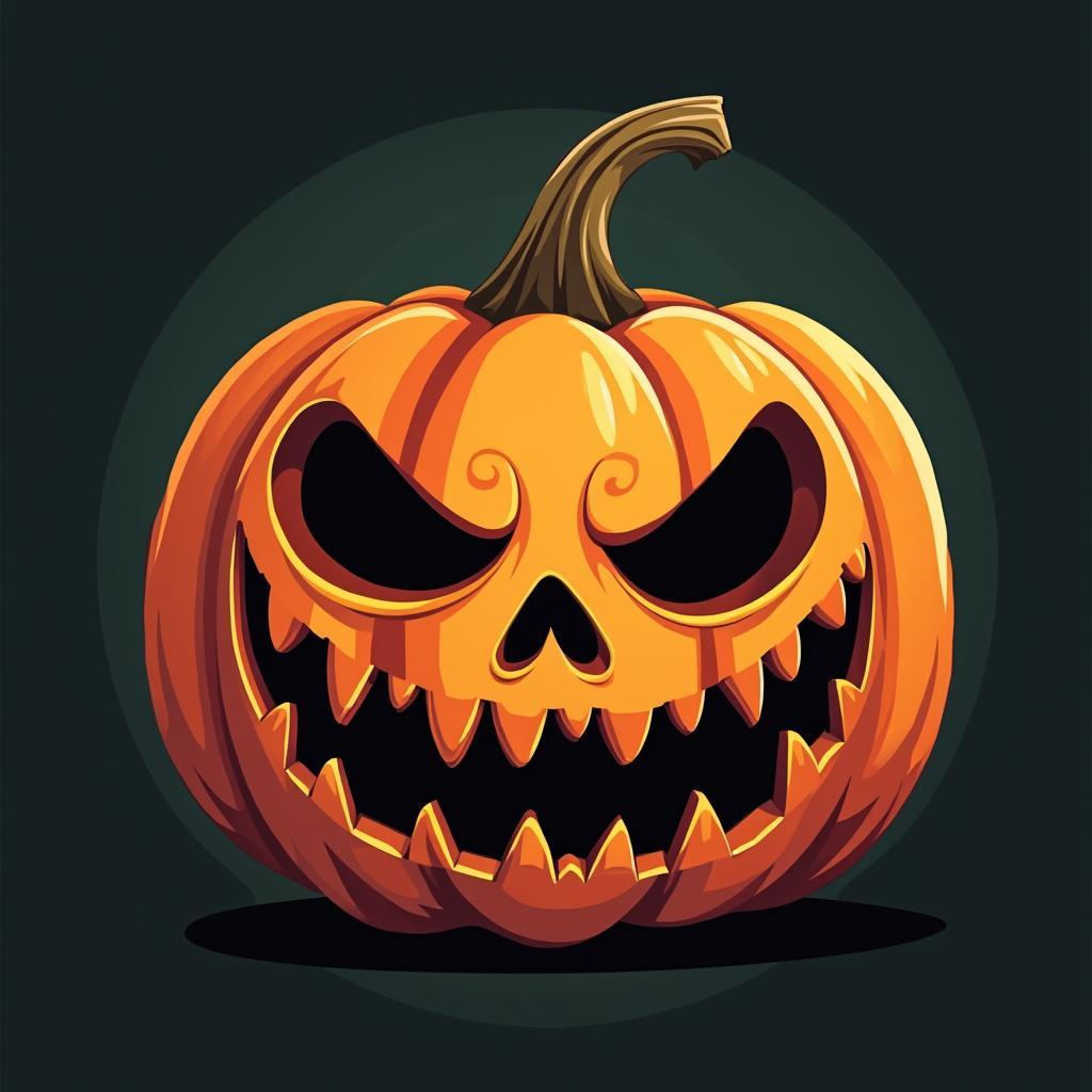 Bí ngô Halloween vector ma quái, khuôn mặt đáng sợ, tạo không khí rùng rợn cho thiết kế