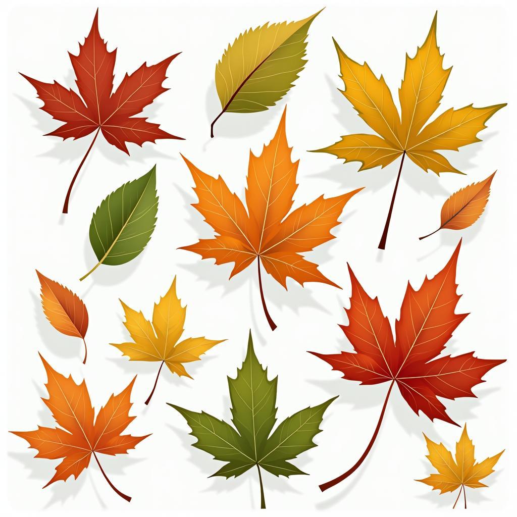 bộ sưu tập lá vector đẹp mắt, đa dạng phong cách