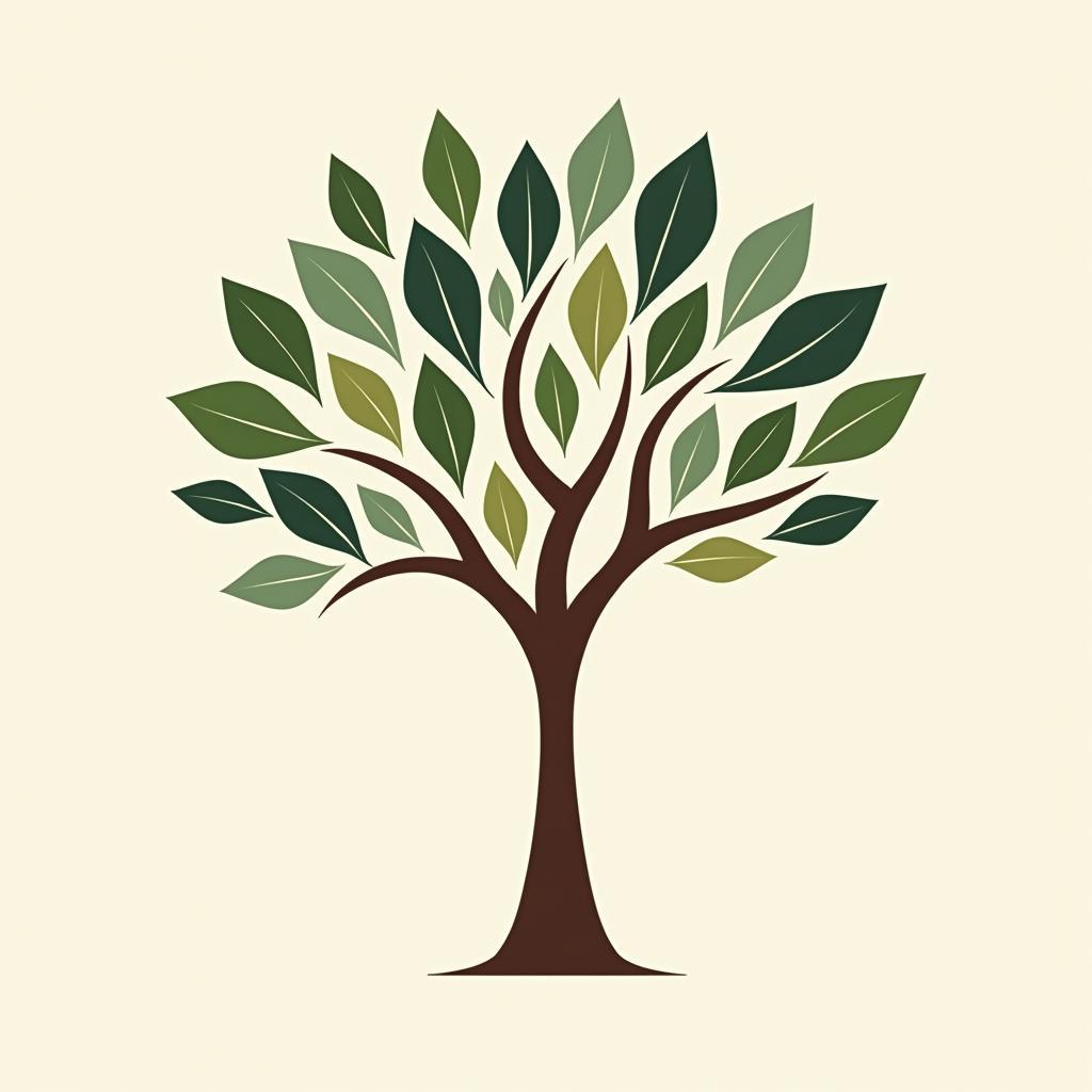 Cây đa vector cách điệu đơn giản với đường nét tinh tế và màu sắc hài hòa