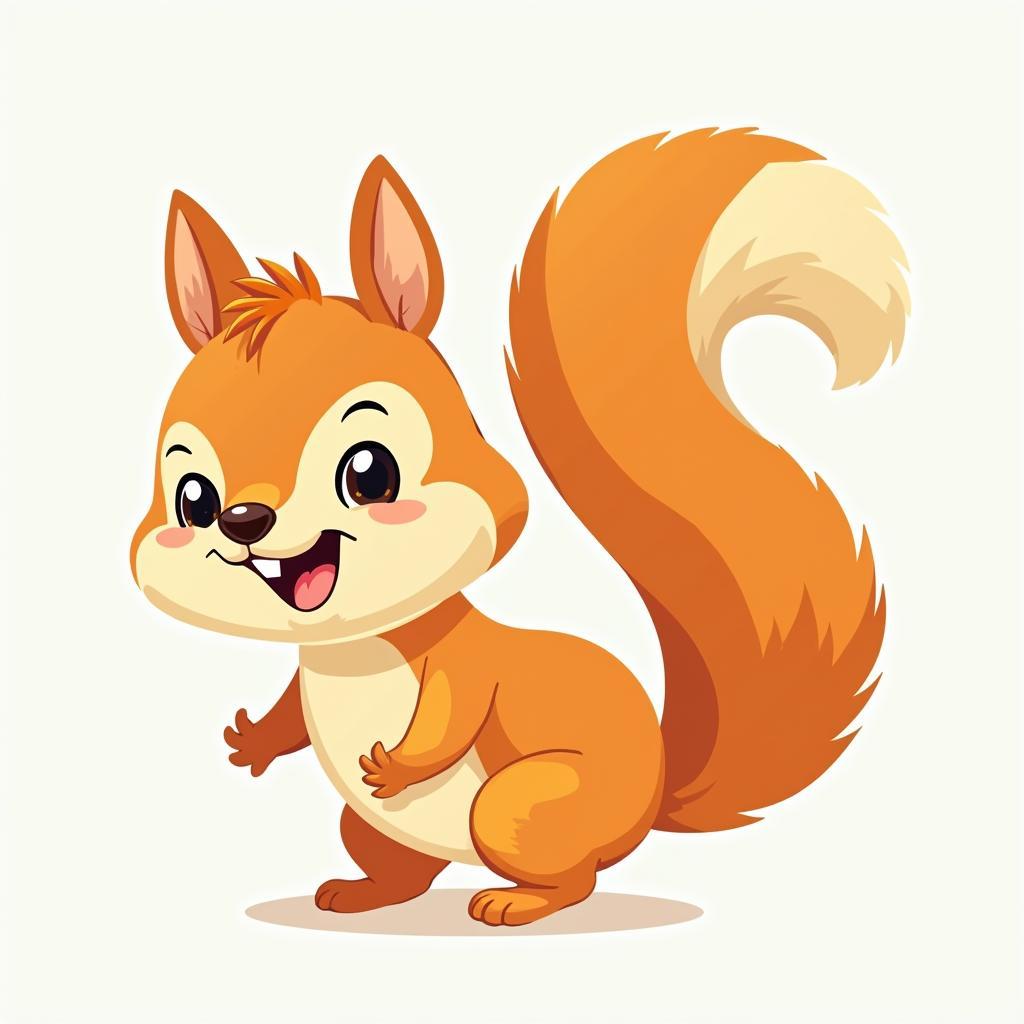 Con sóc hoạt hình vector dễ thương, màu sắc tươi sáng, phù hợp thiết kế cho trẻ em