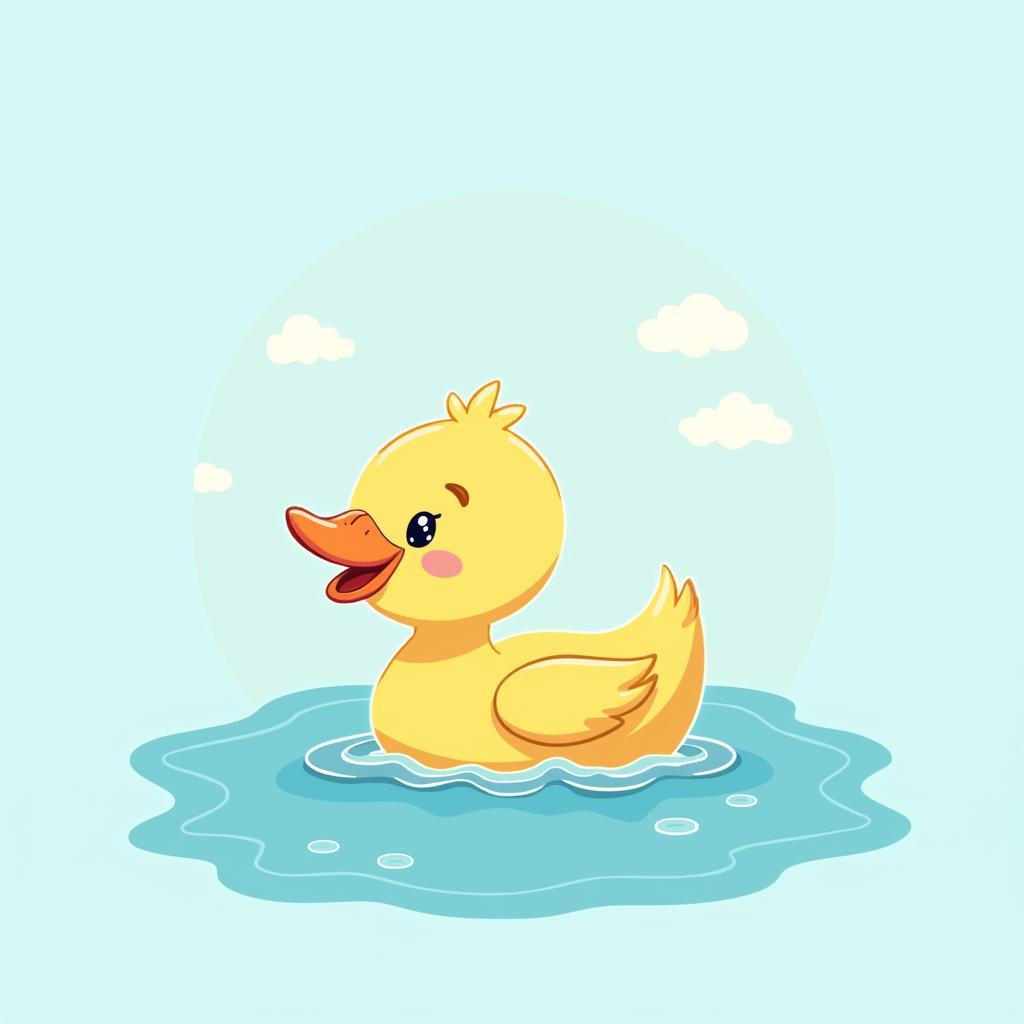 con vit hoat hinh vector mau xanh dang boi loi vui ve tren mat nuoc