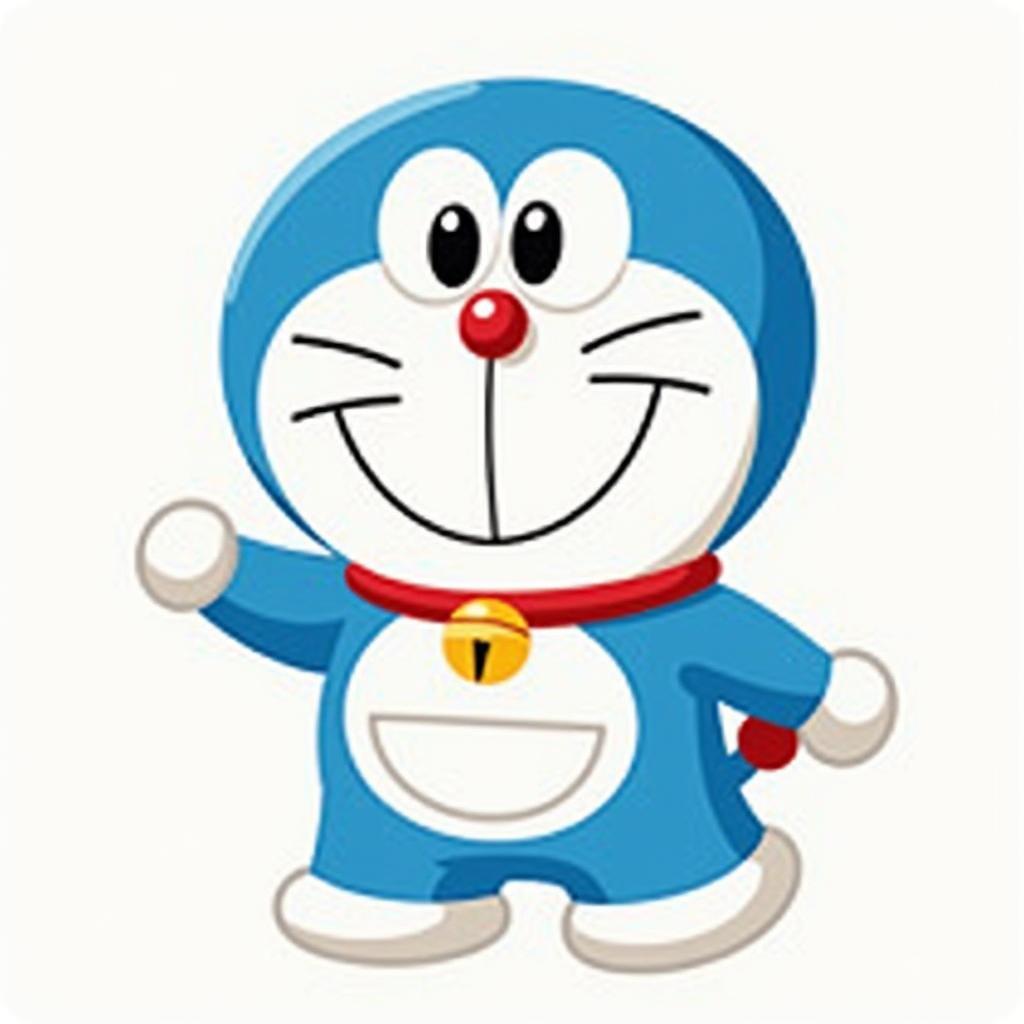 Doraemon vector cười tươi, hình ảnh ngộ nghĩnh và đáng yêu, thích hợp cho thiết kế trẻ em.