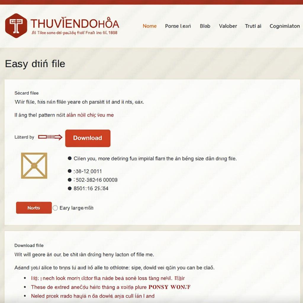 Giao diện website Thuviendohoa.vn tải hoa văn cung đình Huế, minh họa nút tải