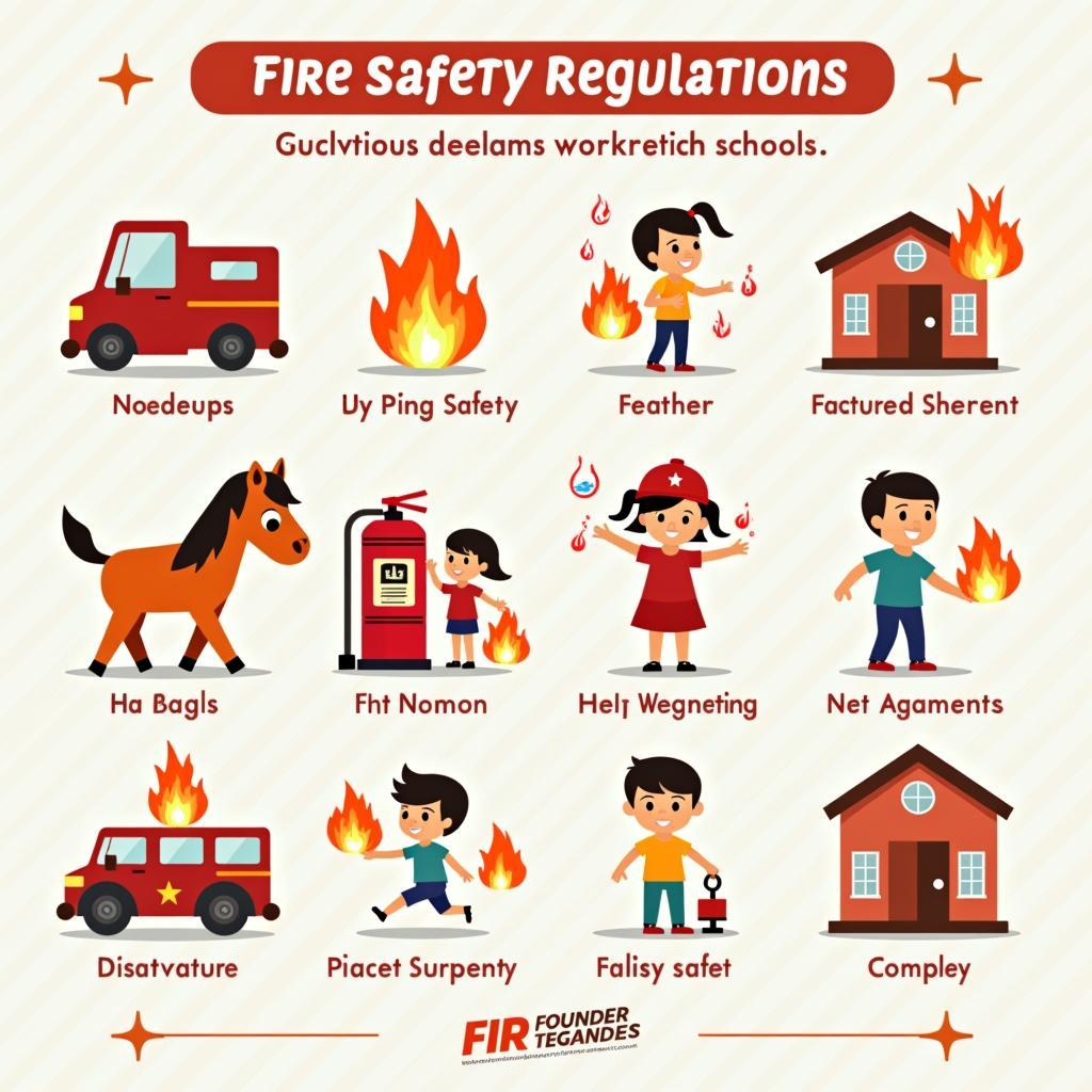 Hình ảnh nội quy phòng cháy chữa cháy vector cho trường học, minh họa sinh động, phù hợp với lứa tuổi học sinh, dễ hiểu.