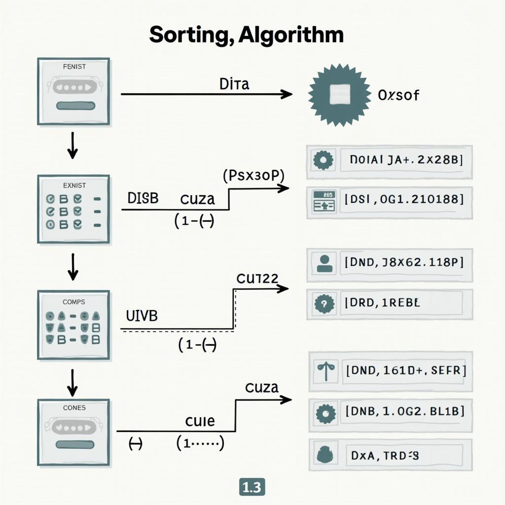 Hình minh họa vector về thuật toán sắp xếp dữ liệu, với các bước được trình bày rõ ràng và dễ hiểu