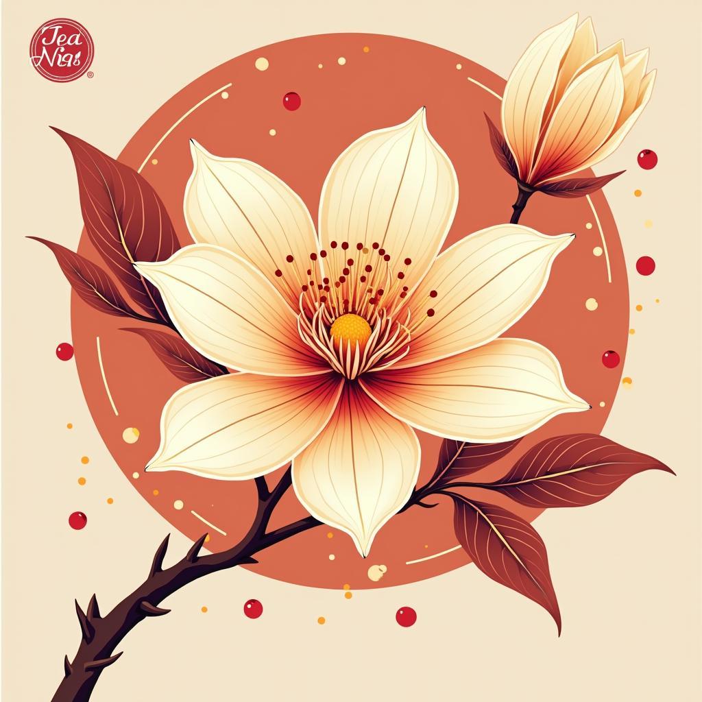 Hoa mai vector Tết Nguyên Đán, thiết kế chi tiết, màu sắc tươi sáng, biểu tượng mùa xuân.