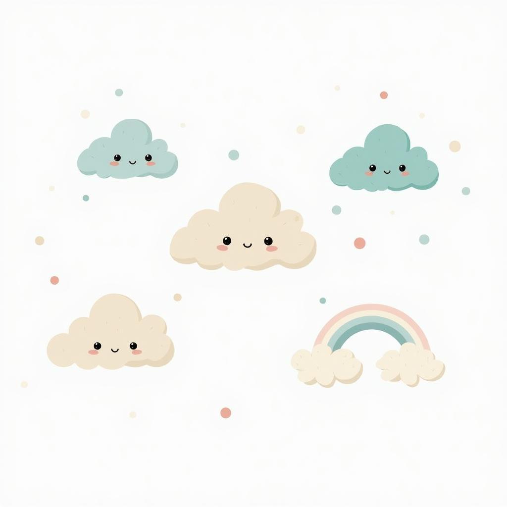 Mây hoạt hình vector PNG ngộ nghĩnh đáng yêu