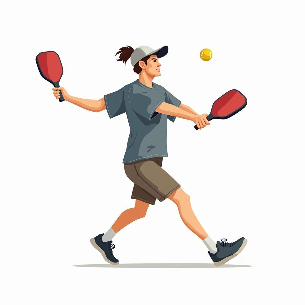 Hình ảnh người chơi pickleball vector đang đánh bóng