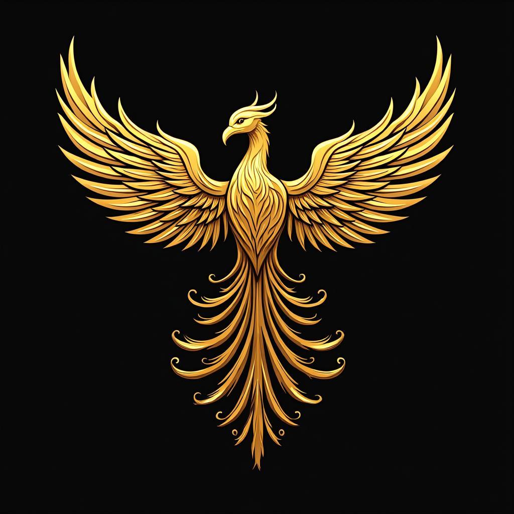 Phượng hoàng vàng vector biểu tượng quyền lực và quý phái