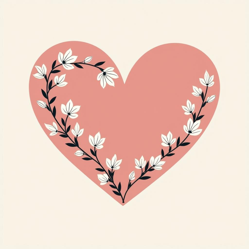 Trai tim vector đơn giản với hoa văn tinh tế, thiết kế tối giản và đẹp mắt