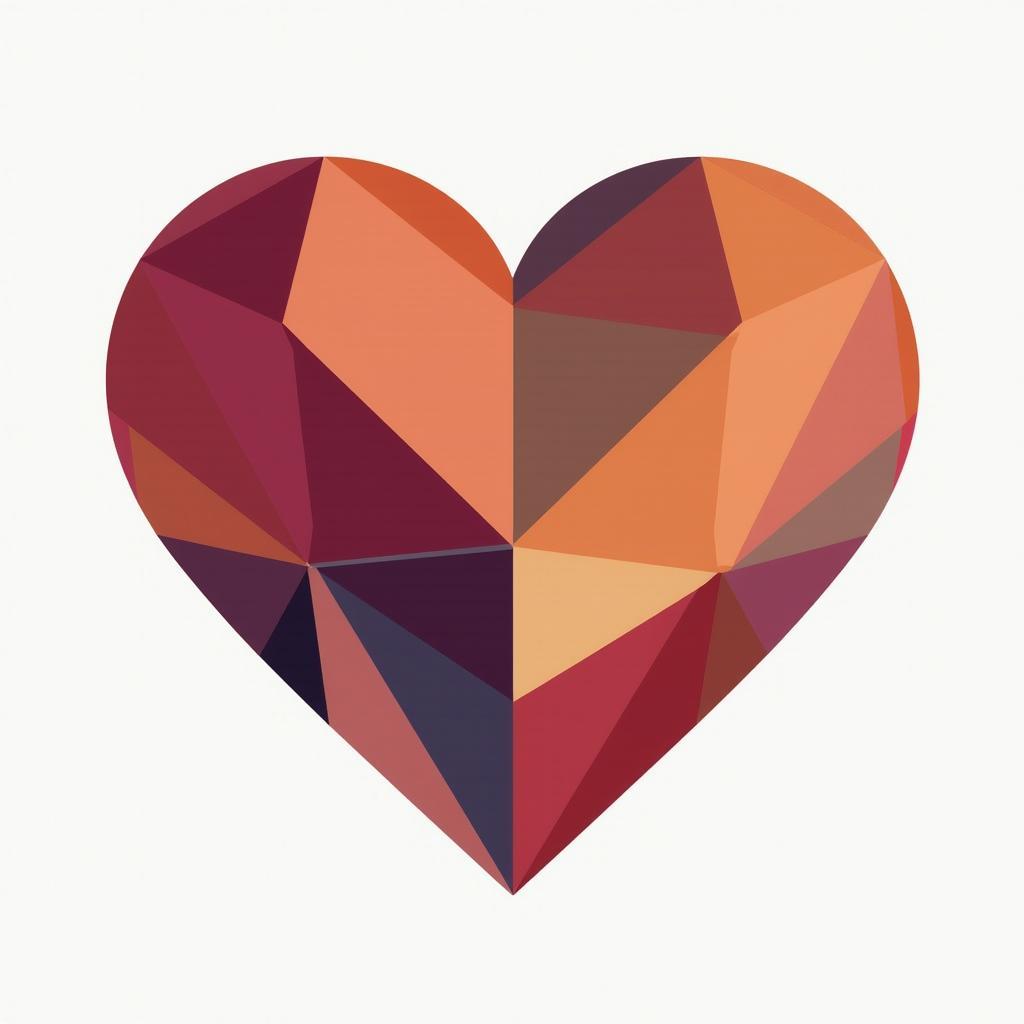 Trái tim vector hình học đa sắc màu, thiết kế hiện đại và độc đáo