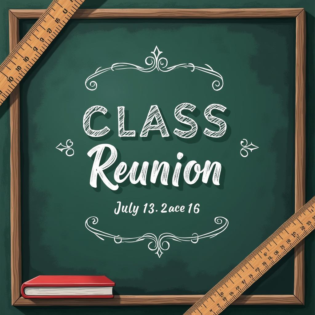 Vector Mẫu Thiệp Mời Họp Lớp Bảng Đen Phấn Trắng Hoài Cổ