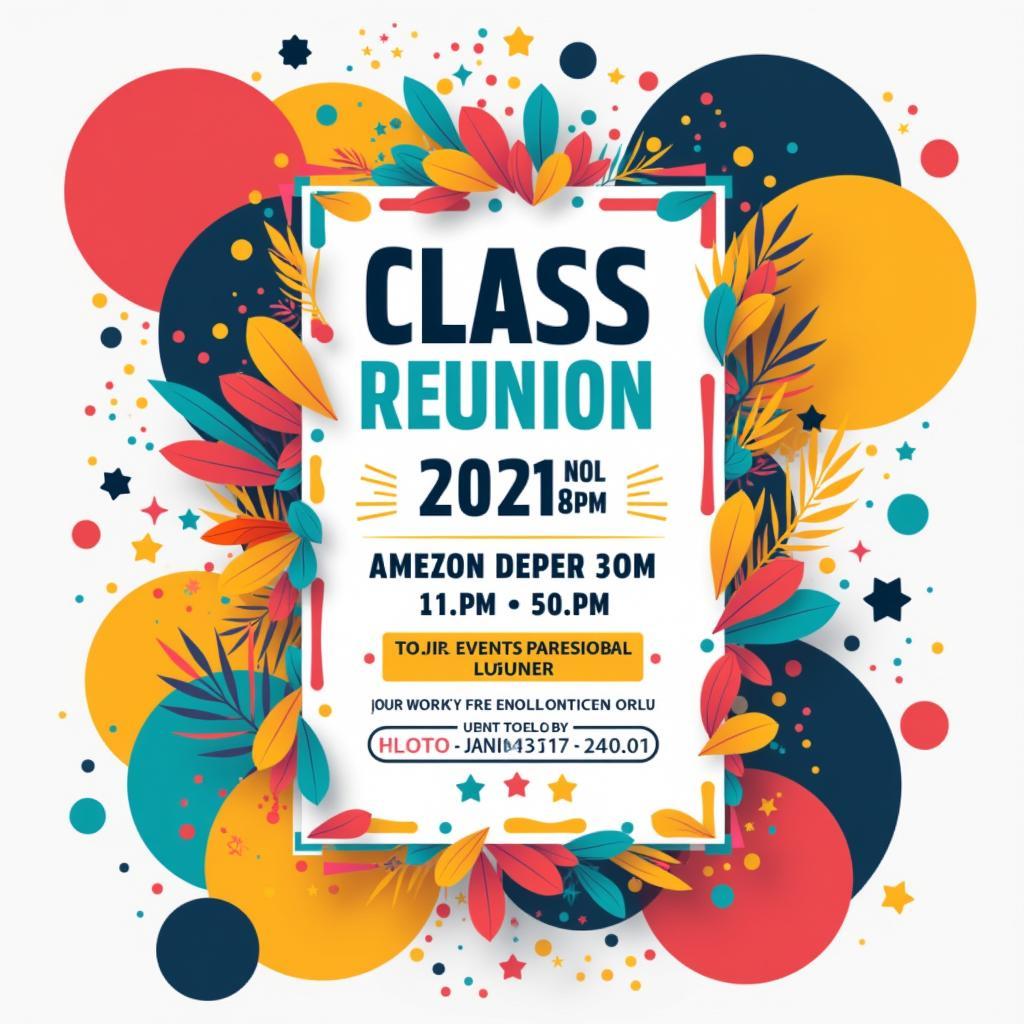 Vector Mẫu Thiệp Mời Họp Lớp Hiện Đại Trẻ Trung Nhiều Màu Sắc